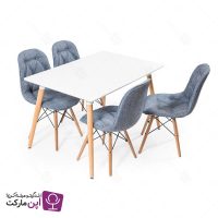 ست ناهارخوری چهار نفره مستطیل لاریس لمسه پارچه ای